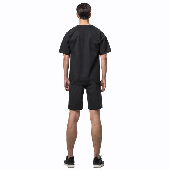 MUMUSK Sauna Suit Men Crew Neck Short Shirt and Pants Black - MUMUSK