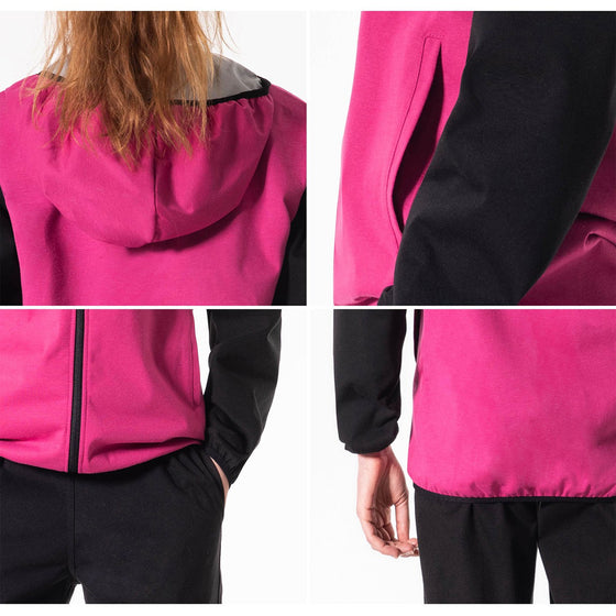MUMUSK Women Sauna Suit Full Zip Hoodie Jacket Pink